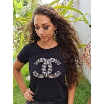 T-shirt Preto Feminino manga curta Filhas do rei